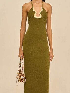 green emerald velvet dress CRISTOS KNIT DRESS
